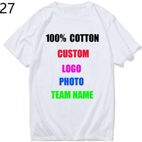 100% Cotton Customized Print T Shirt Women/men DIY Your Like Photo or Logo White Tees Shirts T-Shirt Fashion Mens Custom Tshirt