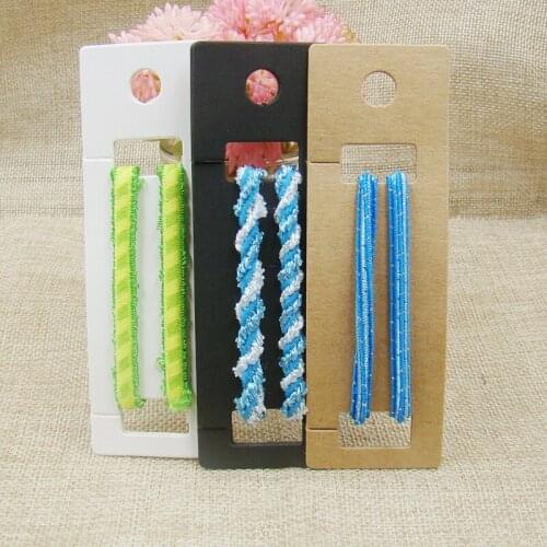 11.7*3.8cm 2018 hot white/black/kraft hairband card blank hanger hair accessories display card 100pcs with 100 oppbag matching