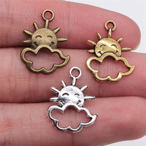 20pcs Charms Sun Cloud 20x17mm Antique Making Pendant Fit Vintage DIY Handmade Jewelry