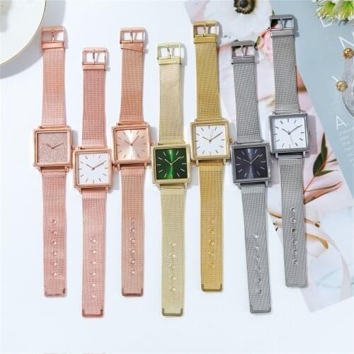 2021 Ladies Watch reloj mujer Fashion Diamond Square Scale Alloy Mesh Band Watch Quartz Wristwatches Zegarek Damski montre femme