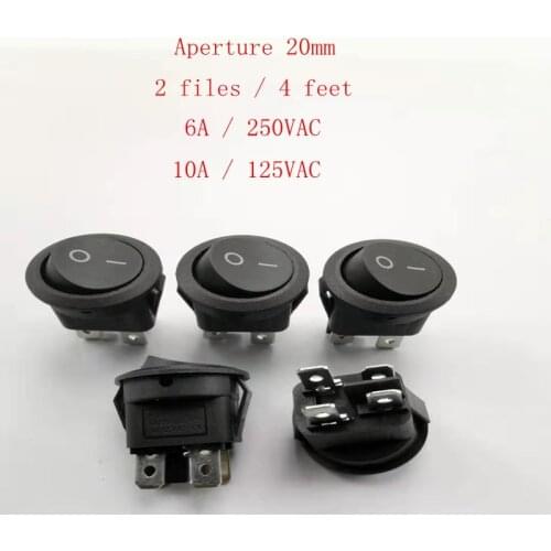 5pcs 4PIN ON/OFF black Rocker Switch 6A250V Small round switch push button best quality