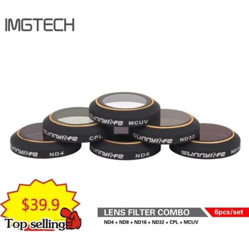 6pc Filters Set for DJI MAVIC PRO/Platinum ND4/8/16/32 CPL UV Circular Polarizer MCUV Camera Lens Filter Kit for DJI Mavic