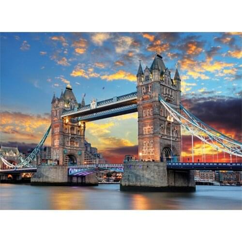 Diy 5d Full Diamond Embroidery Scenery Diamond Painting London Tower Bridge Art Painting Cross Stitch Needlework Handmade Hobby
