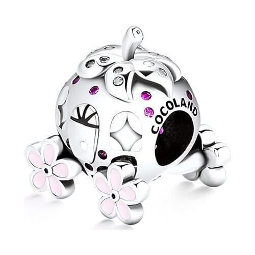 BEADS for Jewelry Making BraceletS Pave Strawberry cHarMs with Red CZ 100% 925 OrigiNal Sterling Silver Jewerly Free Shipping