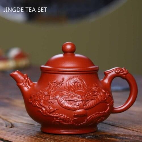 Yixing tea pots Purple Clay Teapot Raw ore Dahongpao Dragon pattern Kettle Chinese tea ceremony supplies Puer teapot 190ml
