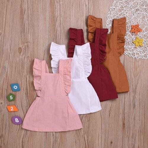 6M-3Y Cute Baby Girl Dress Summer Solid Color Ruffle Backless Princess Party Dress for Baby Girls