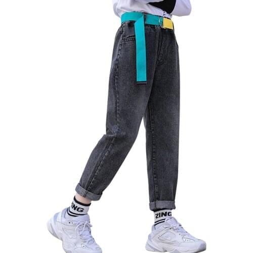 Jeans For Girls Free Belt Girls Jeans Pants Casual Style Jeans Kids Spring Autumn Childrens Clothing 6 8 10 12 14