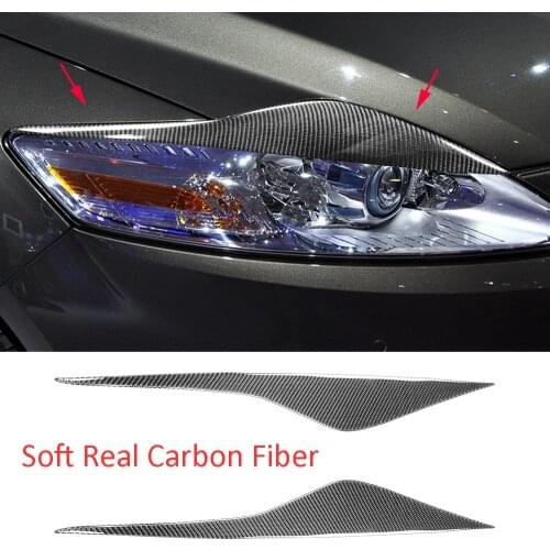 Real Carbon Fiber Headlight Eyelids Eyebrow Trim For Ford Mondeo MK4 2007-2013