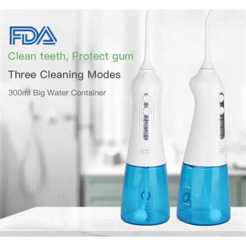 Portable Oral Irrigator 6pcs Tips Water Flosser 360°Rotating Nozzle USB Rechargeable Dental Jet 300ml Water Tank IPX7 Waterproof
