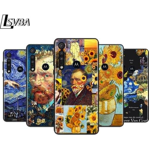 Van Gogh Painting for Motorola G9 G8 G E7 E6 One Play Marco Hyper Fusion Stylus Power Edge Plus Black Phone Case