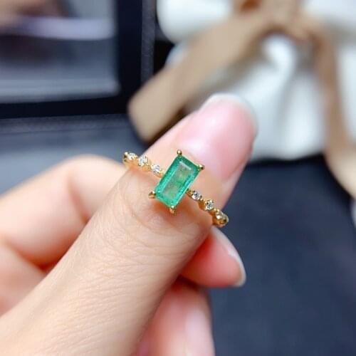 Natural Columbia Emerald Ring for Women Party Fine Jewelry S925 Silver Real Green Gemstones With Certificate May Birthstone JZ01