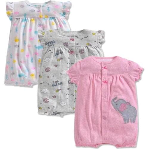 3Pcs/Set 2019 Summer Baby Kids clothes cotton Jumpsuit Short sleeve for Newborn Baby Clothes Body suits , 0-24M kids rompers
