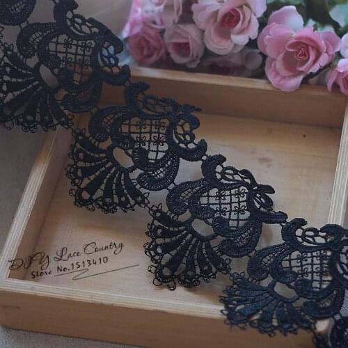 Lace Trim Black Flower Lace Fabric Wedding Fabric Lace ~Width 11 cm