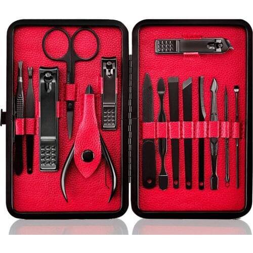 15PCS/SET Art Beauty Tools Sets Pedicure Scissors Manicure Pedicure Kit Nail Scissors Grooming Kit with Case Ear Nail Art Kits