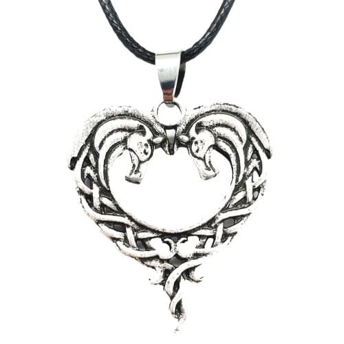 Nostalgia Irish Knot Horse Pendant Heart Viking Jewelry Necklace Double Horses Jewerly Best Friend Gift 2020