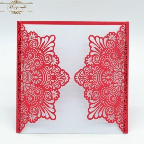 MR116 New Arrival Fancy Delicate Carved Pattern Folded Square Card Laser Cut Wedding Invitation Card
