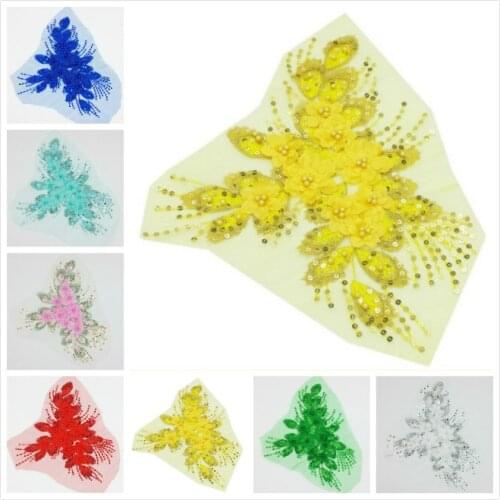 Three-dimensional Beaded Hot Drilling Embroidery Lace Peony Flowers Lace Show Costume Decoration Handmade Diy Wedding Accessorie