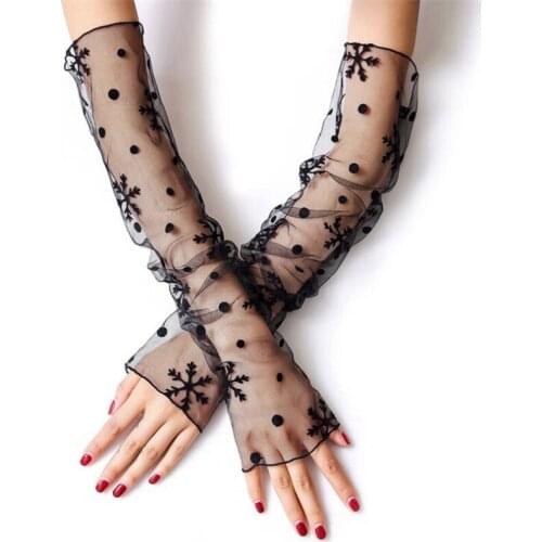 Sexy Ultra-thin Ice Silk Mesh Yarn Arm Sleeves,Outdoor&Driving Lady Anti-UV Sunscreen Hand Protect Women Fingerless Long Gloves