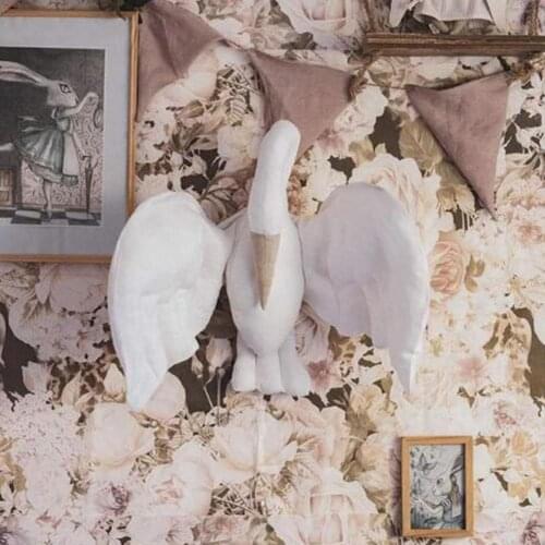 Swan Stuffed Plush Doll Nursery Room Pendant Cotton Line Soft to Touch Swan Hanging Ornament for Kids Bedroom Decoration