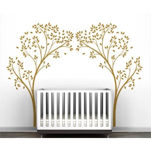 Tree Canopy Portal Wall Sticker Two Symmetrical Tree Decals in one Classic Design Wall Art Stickers Wallpaper Golden Mural A215