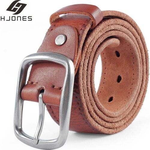 HJones Manual Genuine Leather Belt Top Full Grain Anti-wrinkle Pin Buckle for Business Men Luxury Cowskin PK1302