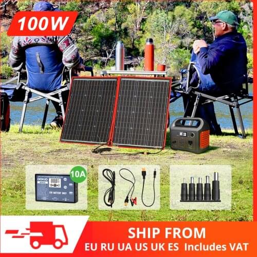 Dokio 18V 100w Solar Panel Flexible Foldble Solar Charge mobile phone usb Charge 12V Outdoor Solar Panels For camping/Boats/Home