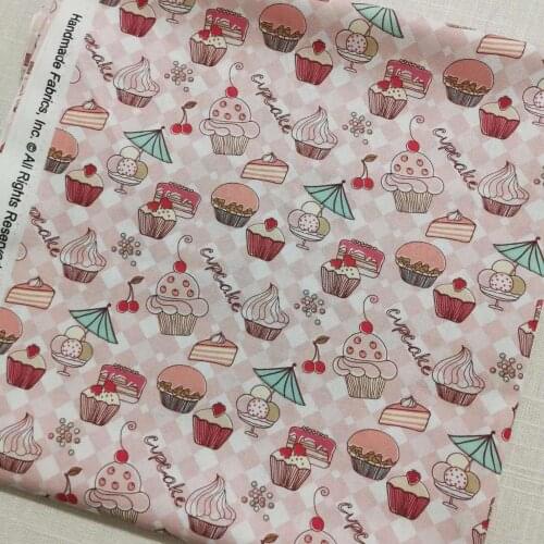 Cherry CupCake Print 100% Cotton Fabric for Girl Clothes Hometextile Cushion Cover DIY 105cm Width-BL205