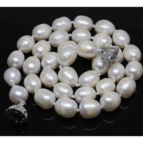 High quality white freshwater barrel rice natural pearl beads 7*8mm 11*13mm charms necklalce women jewelry 18inch B1457