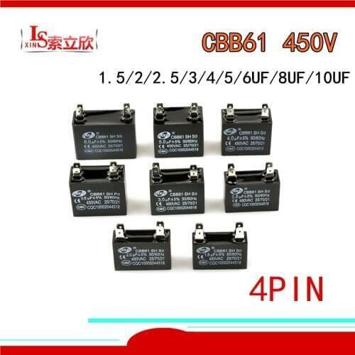 10PCS CBB61 CBB6 1UF 1.5UF 2UF 2.5 3UF 3.5UF 4.5UF 5UF 450V Air Conditioner Main Board Circuit Board Fan Start Capacitor Relay