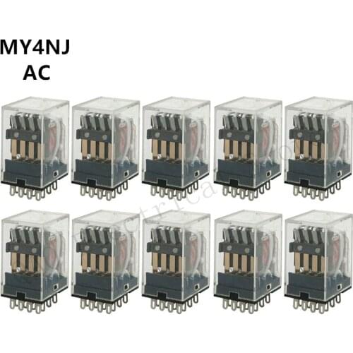 10PCS MY4NJ HH54P MY4N-J 14 Pin AC 12V 24V 36V 48V 110V 220V 380V Mini Relay Intermediate Electromagnetic Relay
