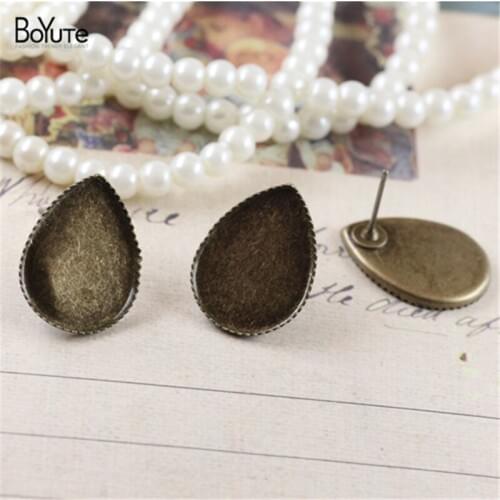 100 Pieces To Fit 10*14/13*18/18*25mm Waterdrop Cabochon Earring Base Diy Stud Earring Tray Blank Settings DIY Jewelry Findings
