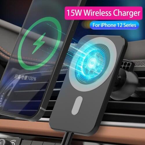 15W Magnetic Wireless Car Charger Mount for iPhone 12 12Pro Max HaloLock Magsafe Fast Charging Wireless Charger Car Phone Holder