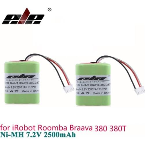 2PCS 7.2Volt 18.0Wh New 2.5Ah 2500mAh Ni-MH 7.2V Rechargeable Battery for iRobot Roomba Braava 380 380T