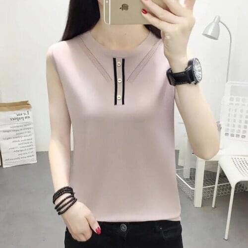 2021 New Womens Ice Silk Camisole Summer Sexy Sleeveless T-Shirt Plus Size Pullover V-Neck Vests Bottom Shirt 4XL Chaleco Mujer