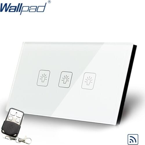 3 Gang 3 Way 2 Way Remote Switch 118*72mm AU US Wallpad WhiteTempered Glass HUB Wifi Support 3 Gang 2 Way Remote Control Switch