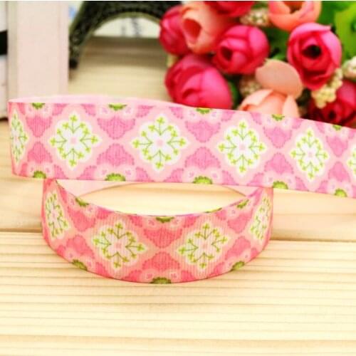 7/8'' Free shipping flowers printed grosgrain ribbon hairbow headwear party decoration diy wholesale OEM 22mm P5047