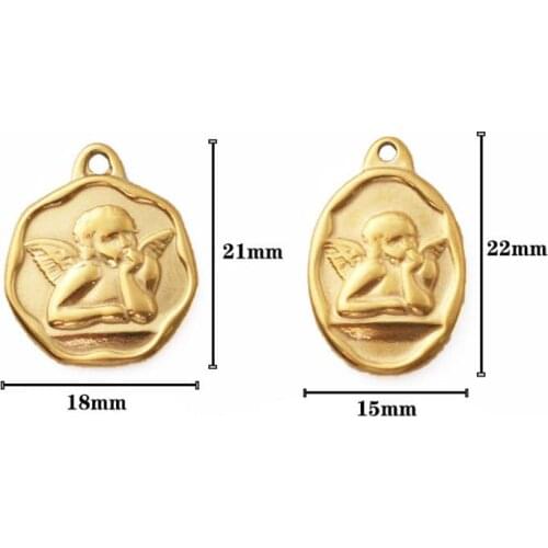 Angel charms for jewelry making stainless steel gold cupid oval pendant for jewelry diy handmade accessories