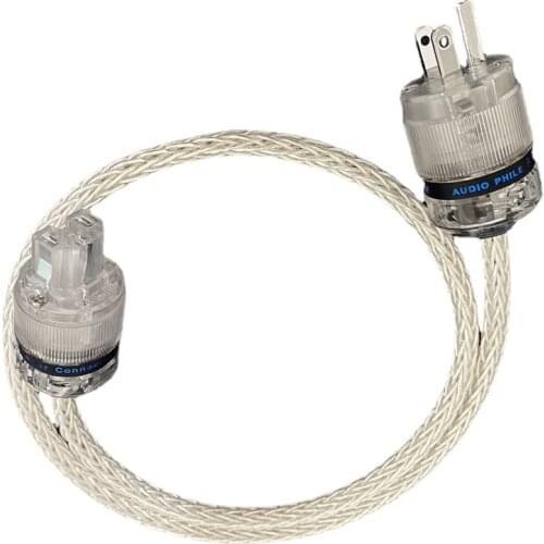Audiophile 8AG Silver-plated AC Audio Power Cable US / EU Version Plug for Amplifier CD Player