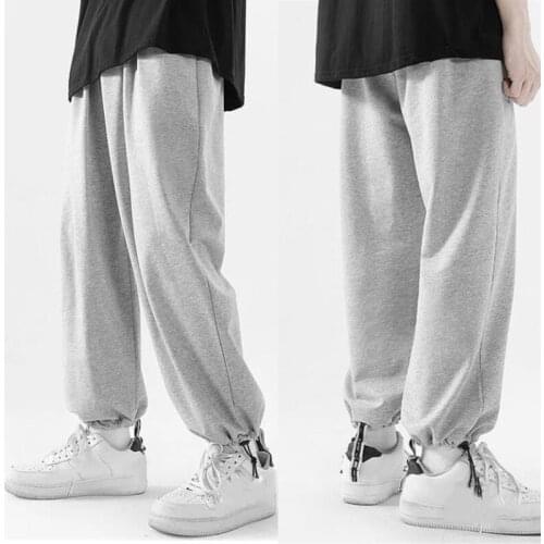 Men Summer Straight Pants Casual Sweatpants Big Size Solid Color Loose Trouser Comfortable Harem Pants Hip Hop Style Men Clothes