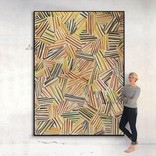 Color Abstract Painting Full Lines Texture Hand-painted Wall Art Geometric Picture For Living Room New Arrival Unframed Painting