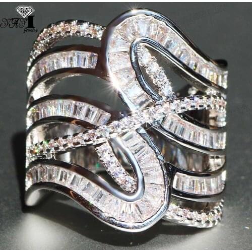 YaYI Fine Jewelry Fashion Princess Claw Set Cut White Cubic Zirconia Silver Color Engagement Wedding Party Leaves Gift Rings