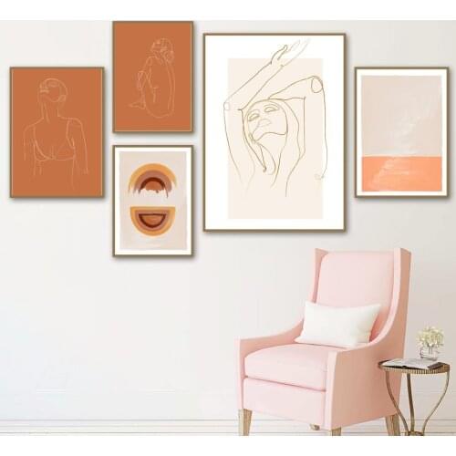 Sexy Line Girl Irregular Shape Wall Art Canvas Painting Nordic Posters And Prints Abstract Wall Pictures For Living Room Decor