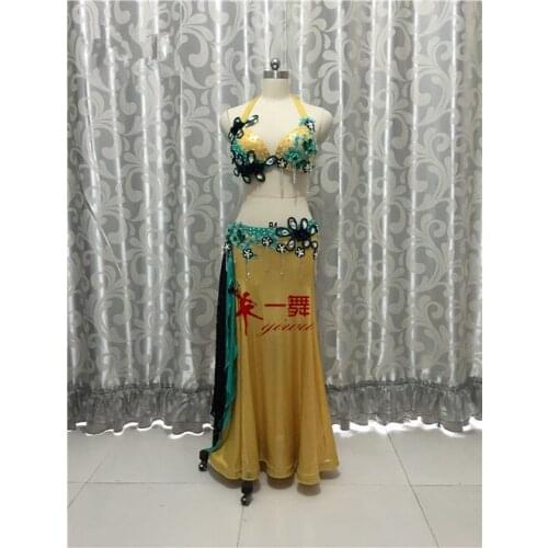 Bellydance oriental Belly Indian gypsy dance dancing costume costumes clothes bra belt chain scarf ring skirt dress set suit 152