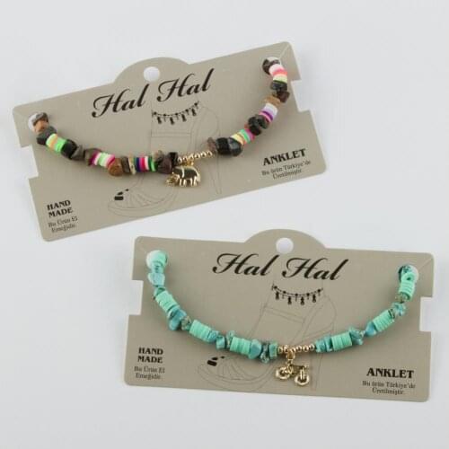 Broken Doğaltaşlı Rainbow Fimo Anklets