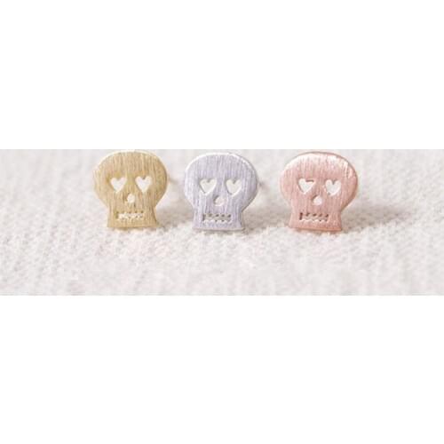 Fashion Cartoon Skull Stud Earrings Silver Gold-color Color Wholesale Free Shipping