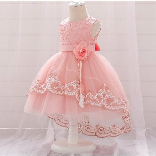 LZH Girls Dresses 2021 New Baby Dress Lace Pegeant Christening Gown Baptism Clothes Embroidered Tail Princess Dress Tuxedo Dress