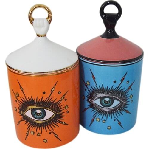 Lightning Eye Starry Sky Incense Candle Holder with Hand Lid Aromatherapy Candle Jar Diy Handmade Candleabras Home Desk Decor
