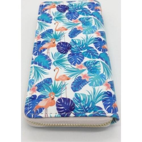 Cartoon Flamingos Pattern Designer Wallets Lady Coin Purse Credit Card Holder Cute PU Women Purse