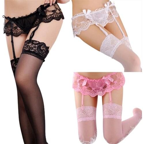 3 Colors Sexy Stockings Lace Garter Belt Suspender Set Women Lingerie Sexy Garter Belt Womens Fashion
