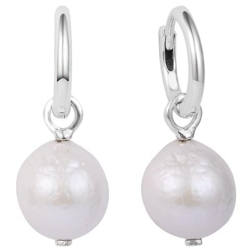 Freshwater Cultured Baroque Pearl Hoop Earrings Sterling silver Jewelry Earrings For Woman Valentines day Gift Fashion Earrings